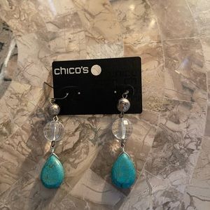 Chico’s Turquoise and Clear Bead Earrings